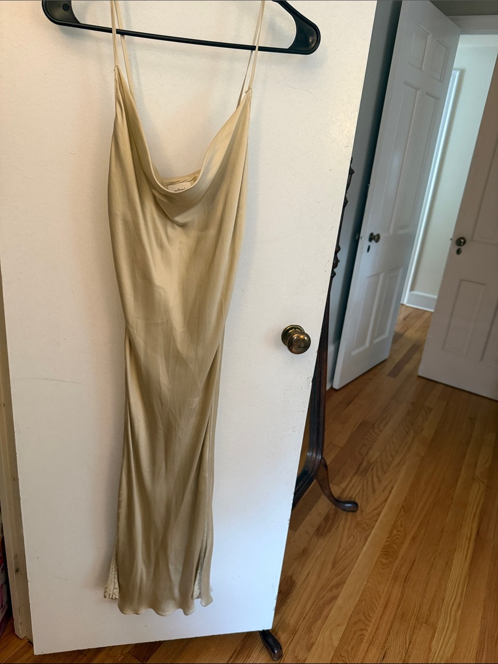Wilfred Satin Cowl Slip Dress in Champagne Gold